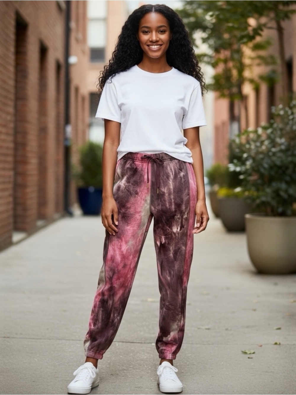 Dance & Marvel Tie-Dye Jogger Pants — Pink & Brown